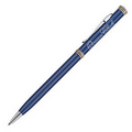 Blue Slim Line Brass Pen (with Chrome/Gold Accent)